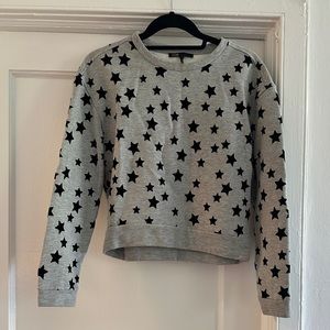 MAJE Grey Star Print Crew Neck Sweatshirt